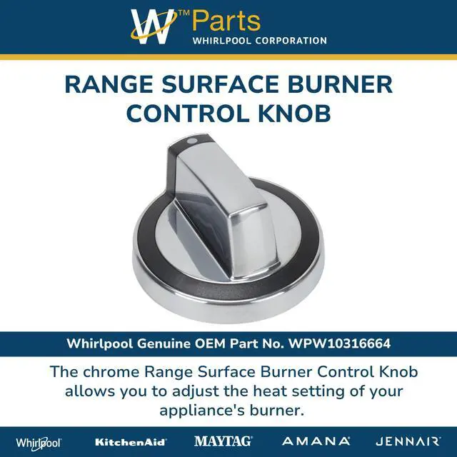 Alt view image 4 of 6 - Knob WPW10316664 for Whirlpool W10316664 Genuine OEM