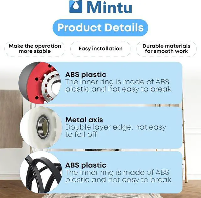 Alt view image 4 of 7 - Dryer Repair Kit Replacement For Maytag MEDX600XW0, Maytag 5000 series 3000 series 2000 series, Maytag Bravos Quiet Series 300 With Roller, Belt & Pulley Etc