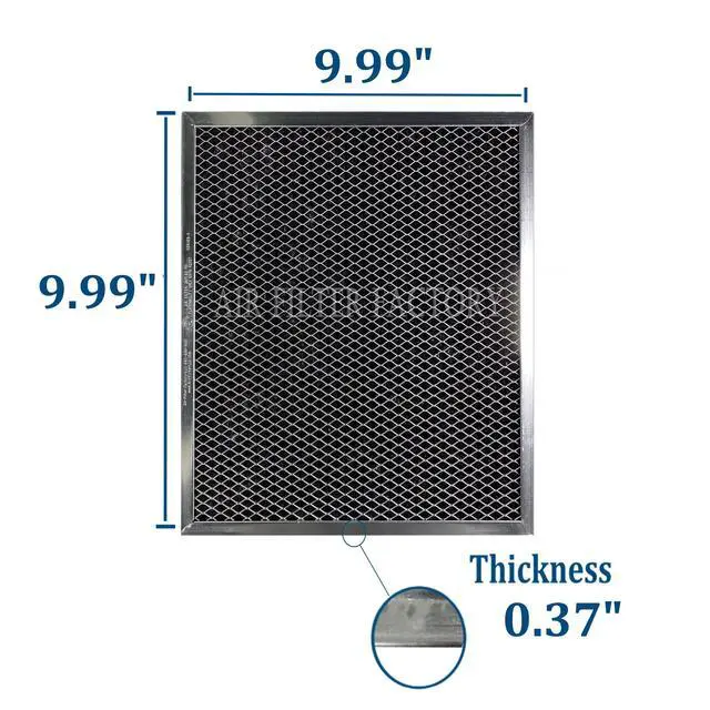 Alt view image 2 of 6 - 10 x 10 x 0.37 Inches Range Hood Charcoal Carbon Vent Filter 2-Pack