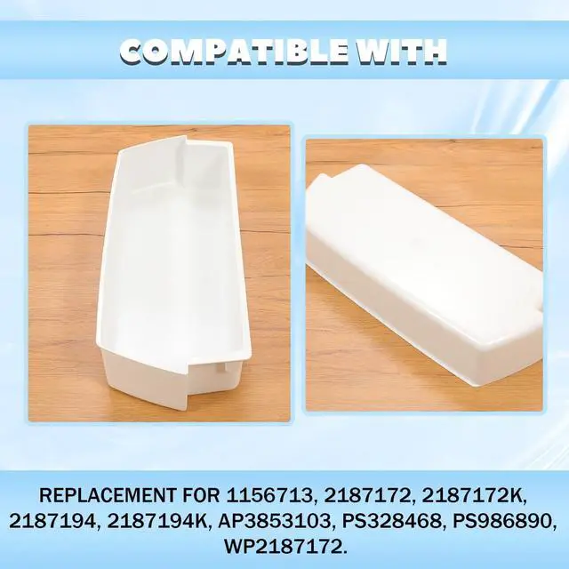 Alt view image 5 of 6 - WP2187172 2187172 Refrigerator Door Shelf Compatible with Roper Kitchenaid Kirkland Refrigerator Door Bin Lightweight White AP3853103 PS328468 PS986890 Replacement only 1PC