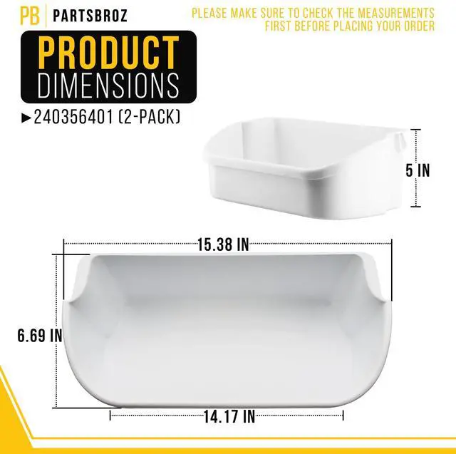 Alt view image 2 of 6 - 240356401 Refrigerator Door Bin for Frigidaire Kenmore AP2116036 (2-Pack) | Also for Westinghouse Crosley, Replaces PS430121 AH430121 EA430121 240356405, Fits FFHS2611LBRA FFHS2611PFEA FFHS2622MBQA