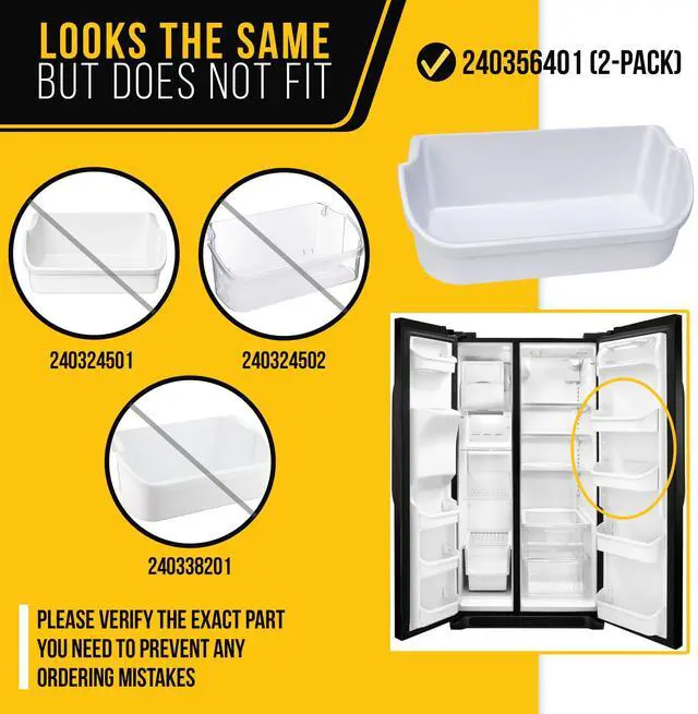 Alt view image 4 of 6 - 240356401 Refrigerator Door Bin for Frigidaire Kenmore AP2116036 (2-Pack) | Also for Westinghouse Crosley, Replaces PS430121 AH430121 EA430121 240356405, Fits FFHS2611LBRA FFHS2611PFEA FFHS2622MBQA
