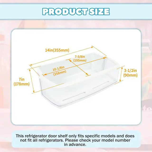 Alt view image 2 of 7 - AAP73631503 79571052010 Refrigerator Door Shelf Compatible with Kenmore Elite Replacement for 79571053010 79571054010 79571056010 79571059010 White+Clear Plastic Refrigerator Door Bin