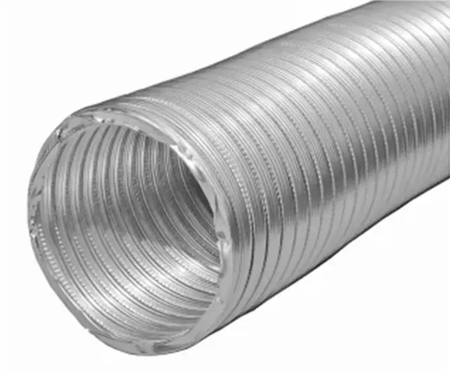 Main image of Builders Best V220 Semi-Rigid Aluminum Dryer Vent Hose with 2 Metal Clamps, 4" x 8' Flexible Metal Duct Pipe for Exhaust or HVAC Air Systems