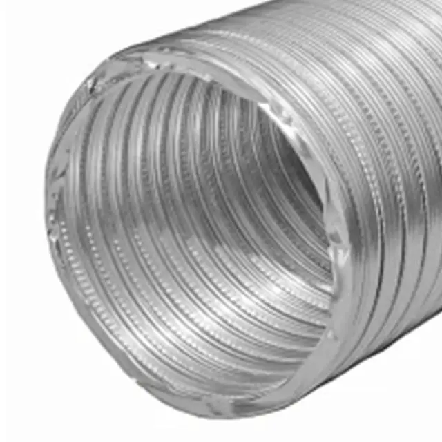 Alt view image 2 of 5 - Builders Best V220 Semi-Rigid Aluminum Dryer Vent Hose with 2 Metal Clamps, 4" x 8' Flexible Metal Duct Pipe for Exhaust or HVAC Air Systems