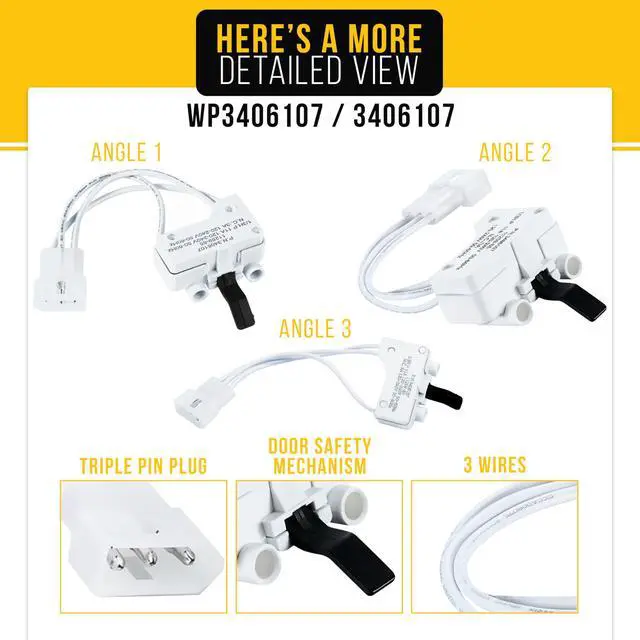 Alt view image 3 of 7 - Dryer Door Switch for Maytag MED5740TQ0
