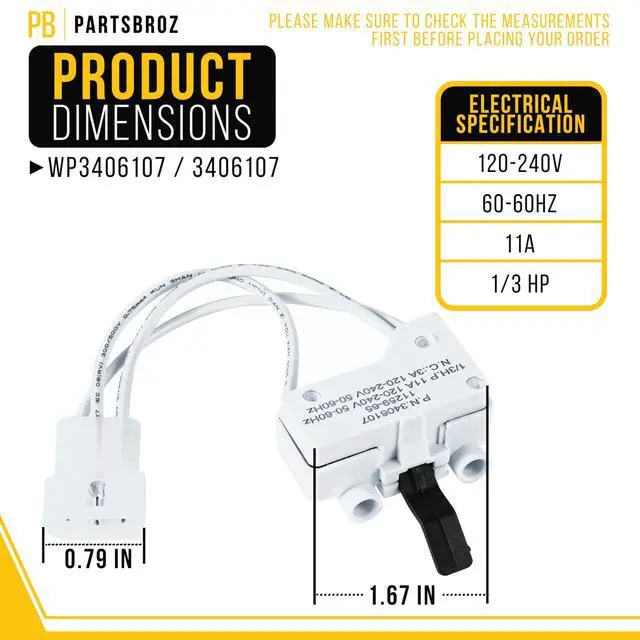 Alt view image 2 of 7 - Dryer Door Switch for Maytag MED5740TQ0