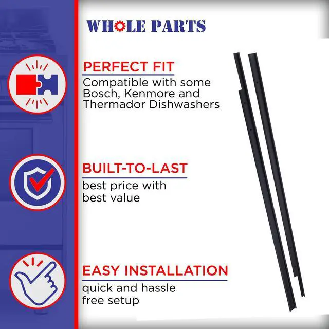 Alt view image 5 of 6 - Upgraded 00740617 Dishwasher Cabinet Side Seals/Trim Strip Kit - Replacement & Compatible With Some Bosch, Kenmore and Thermador Dishwashers - Non-OEM Appliance Parts & Accessories