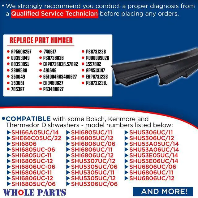 Alt view image 3 of 6 - Upgraded 00740617 Dishwasher Cabinet Side Seals/Trim Strip Kit - Replacement & Compatible With Some Bosch, Kenmore and Thermador Dishwashers - Non-OEM Appliance Parts & Accessories