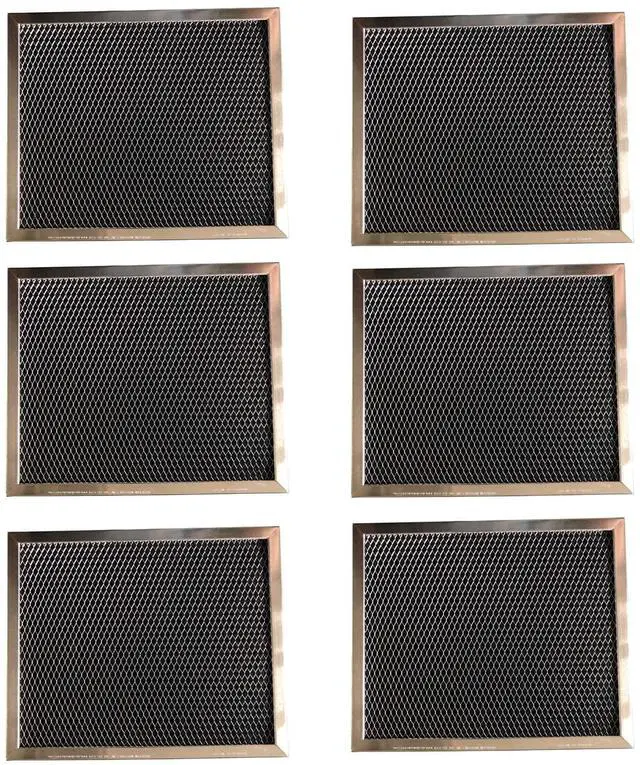 Main image of Replacement Carbon Filters compatible with Broan: 99010123, 97007696, 97005687 Caloric: Gem: 88152 RF104 Maytag: 47001046 Whirlpool: 4341999, 4378581, Maycor: 47001076 (6-Pack) - 8-3/4 x 10-1/2 x3/8