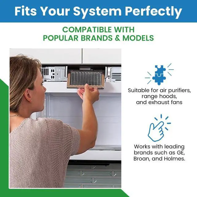 Alt view image 4 of 6 - Replacement Carbon Filters compatible with Broan: 99010123, 97007696, 97005687 Caloric: Gem: 88152 RF104 Maytag: 47001046 Whirlpool: 4341999, 4378581, Maycor: 47001076 (6-Pack) - 8-3/4 x 10-1/2 x3/8