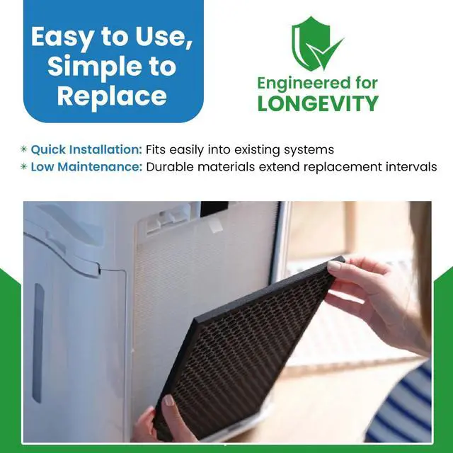 Alt view image 6 of 6 - Replacement Carbon Filters compatible with Broan: 99010123, 97007696, 97005687 Caloric: Gem: 88152 RF104 Maytag: 47001046 Whirlpool: 4341999, 4378581, Maycor: 47001076 (6-Pack) - 8-3/4 x 10-1/2 x3/8