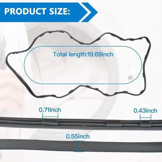 Alt view image 2 of 7 - DC62-00344A Dryer Door Seal Part for Samsung DV45H7000EW/A2 DVE52M7750V DVE54R7600C Dryer Front Panel Air Seal Gasket
