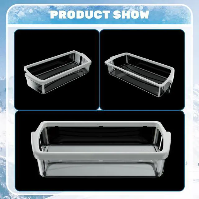 Alt view image 2 of 6 - W10321304 WPW10321304 AP6019471 1 PC Refrigerator Door Shelf Compatible with Whirlpool Refrigerator 2171046 2171047 2179574 PS11752778 Replacement only PC Plastic Clear Door Bin Shelf -1 PC