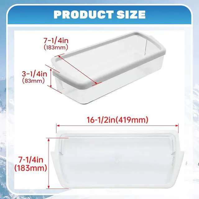 Alt view image 3 of 6 - W10321304 WPW10321304 AP6019471 1 PC Refrigerator Door Shelf Compatible with Whirlpool Refrigerator 2171046 2171047 2179574 PS11752778 Replacement only PC Plastic Clear Door Bin Shelf -1 PC