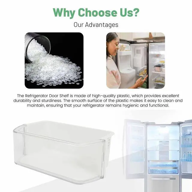 Alt view image 4 of 7 - DA97-12935A Refrigerator Door Shelf Bin Compatible with Samsung Refrigerator Freezer Door Bin Replacement only Clear+White