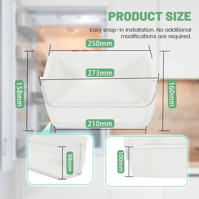 Alt view image 3 of 7 - DA97-12935A Refrigerator Door Shelf Bin Compatible with Samsung Refrigerator Freezer Door Bin Replacement only Clear+White