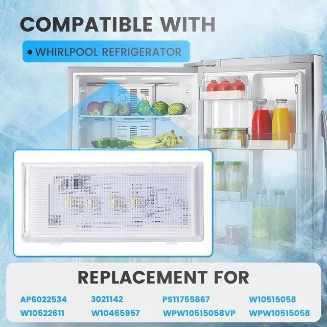 Alt view image 2 of 7 - WPW10515058 Refrigerator LED Light Compatible with Whirlpool Refrigerator AP6022534 PS11755867 W10515058 Replacement Only LED Lamp Clear Lens