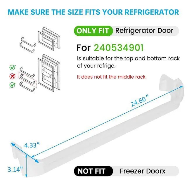 Alt view image 2 of 6 - 240534901 Refrigerator Door Shelf Door Bar Rack Compatible with Frigidaire Replacement for AP3214630 PS734935 24.6"x4.33"x3.14"