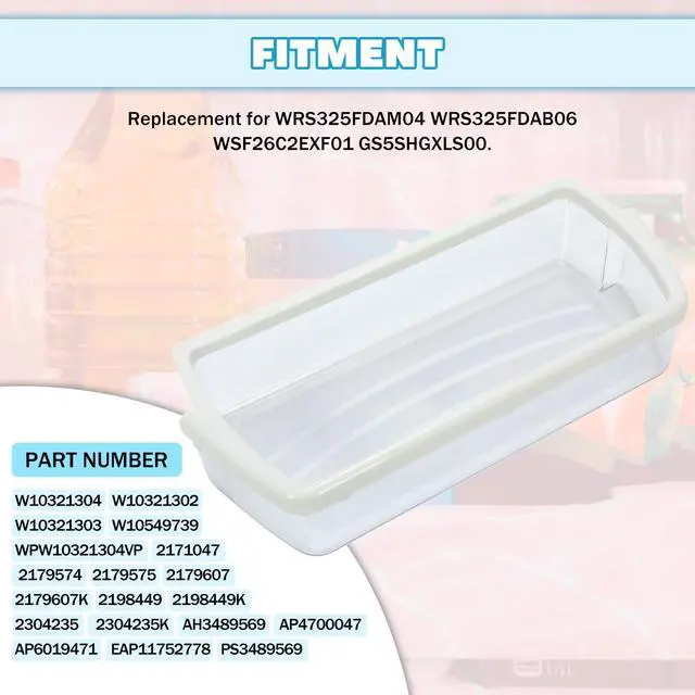 Alt view image 2 of 7 - W10321304 Refrigerator Door Shelf Bin Compatible with Whirlpool KitchenAid Kenmore Maytag Amana Ikea Inglis Estate Refrigerator Replaces WPW10321304 PS11752778 AP6019471 2179574 2179575
