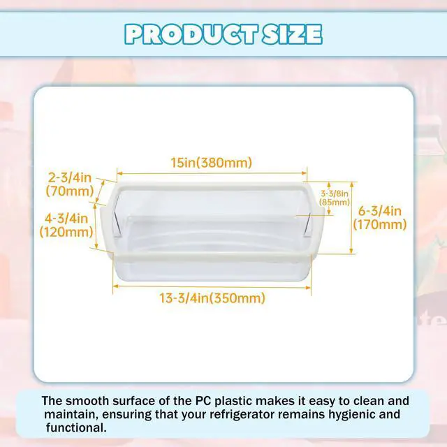 Alt view image 4 of 7 - W10321304 Refrigerator Door Shelf Bin Compatible with Whirlpool KitchenAid Kenmore Maytag Amana Ikea Inglis Estate Refrigerator Replaces WPW10321304 PS11752778 AP6019471 2179574 2179575