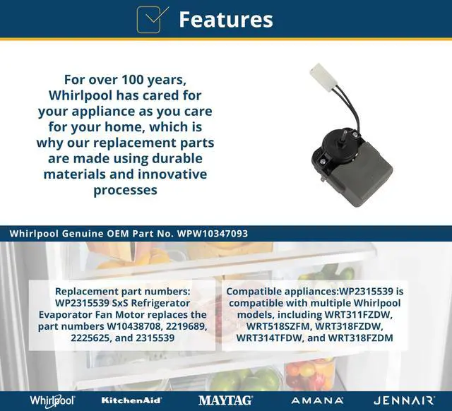 Alt view image 3 of 6 - 2315539 Evaporator Motor