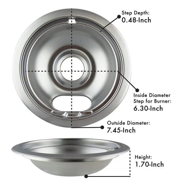 Alt view image 4 of 7 - 10124XZ Chrome Style A Drip Pans Sets of 4, 3 6 Inch and 1 8 Inch