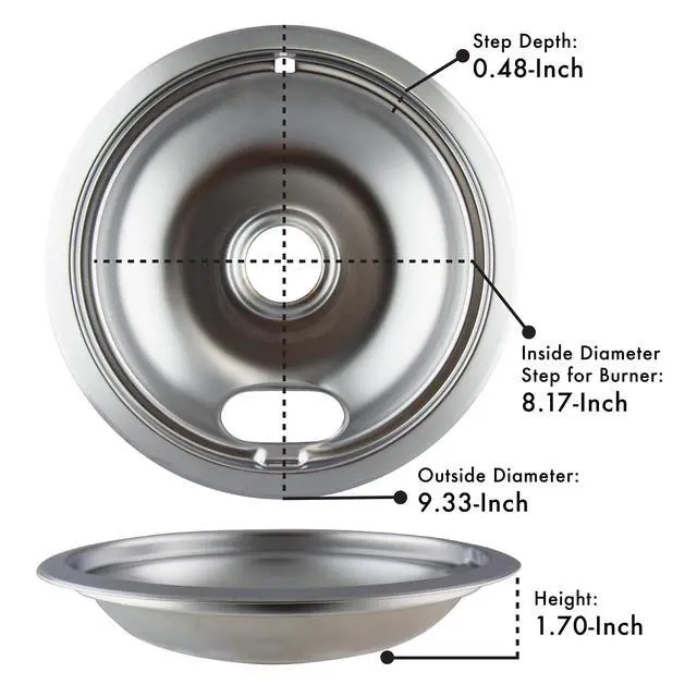 Alt view image 5 of 7 - 10124XZ Chrome Style A Drip Pans Sets of 4, 3 6 Inch and 1 8 Inch
