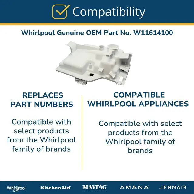 Alt view image 5 of 6 - Whirlpool W11614100 Genuine OEM Refrigerator Reservoir Replacement Part