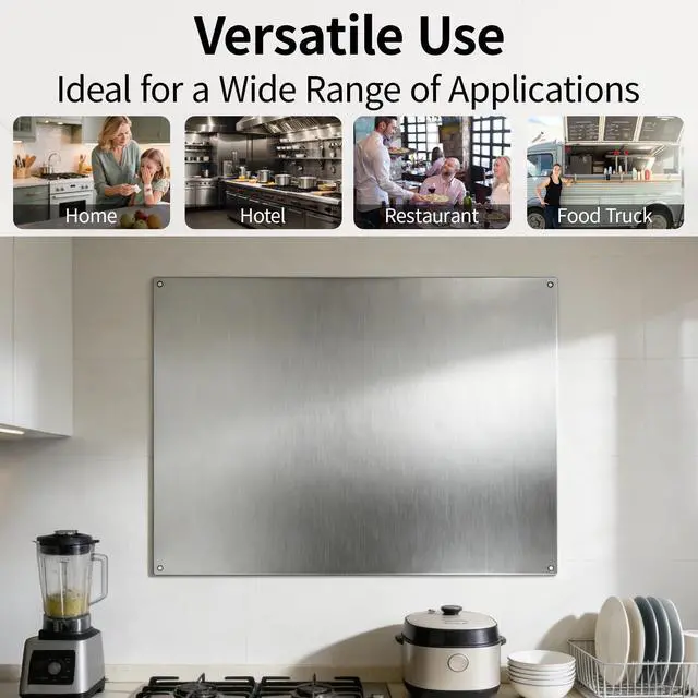 Alt view image 6 of 7 - Stainless Steel Backsplash, Stove Backsplash Protector for Wall, 30" x 24" Back Splash for Stove Range Hood Wall Shield Silver