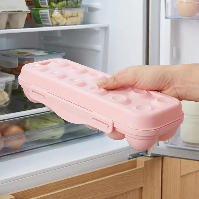 Alt view image 6 of 7 - 2Pcs 12 Grid Pink Shatterproof Refrigerator Egg Storage Container
