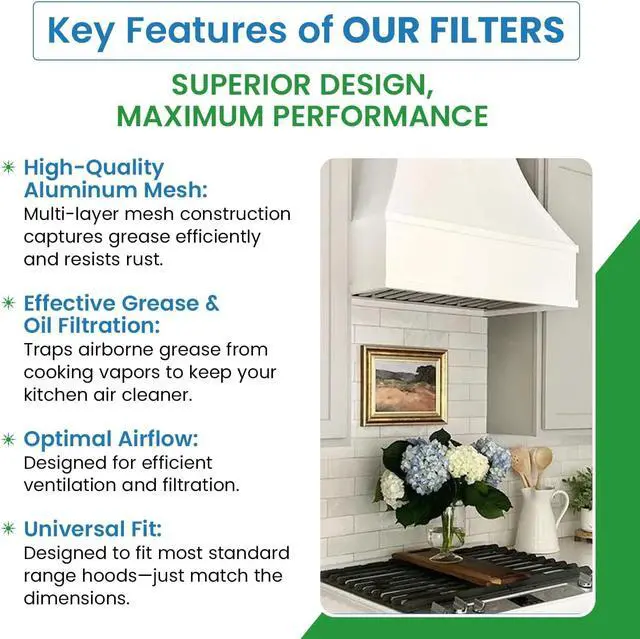 Alt view image 3 of 6 - Replacement Broan S99010316 Compatible Replacement Range Hood Filter - 11-1/4 x 11-3/4 x 3/8 (2-Pack)