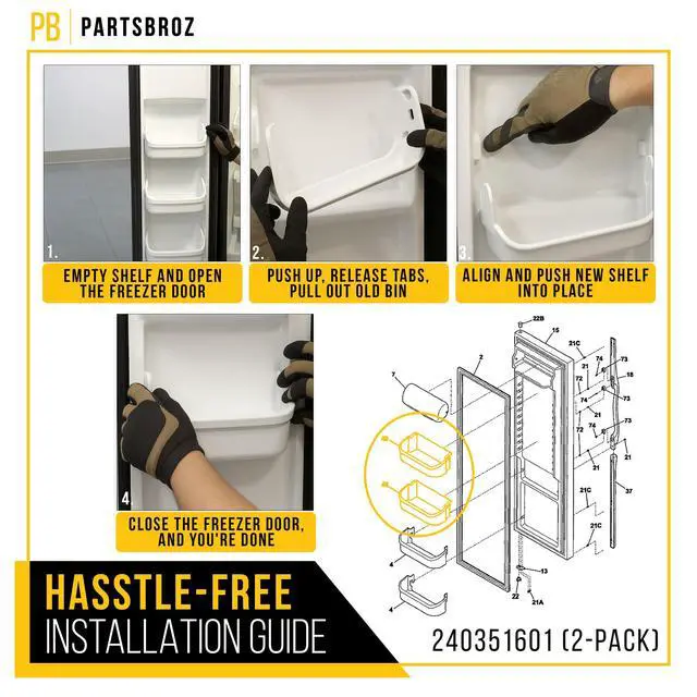Alt view image 6 of 7 - Freezer Door Shelf Bin for Frigidaire LFSS2612TE0 (2-Pack)