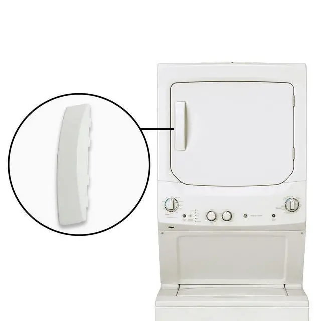 Alt view image 7 of 7 - White Solid Door Handle Compatible with GE Dryer WE01X30378 WE1M1068 PS1177202 WE01X25878