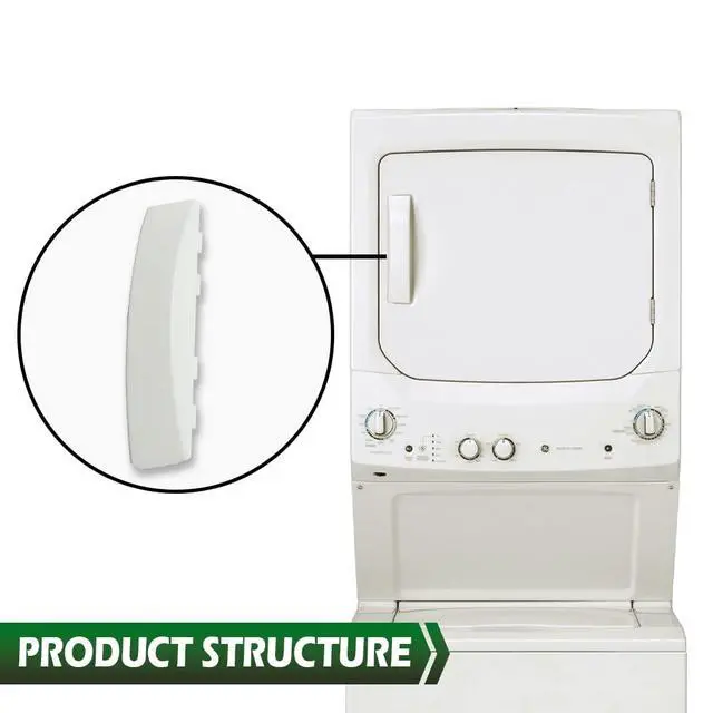 Alt view image 2 of 7 - White Solid Door Handle Compatible with GE Dryer WE01X30378 WE1M1068 PS1177202 WE01X25878