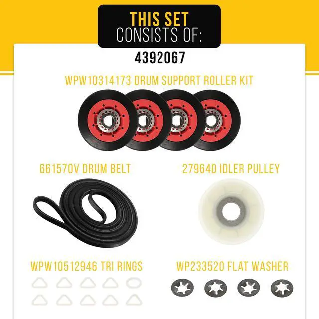 Alt view image 4 of 7 - Dryer Repair Kit for Whirlpool WED6620HC1