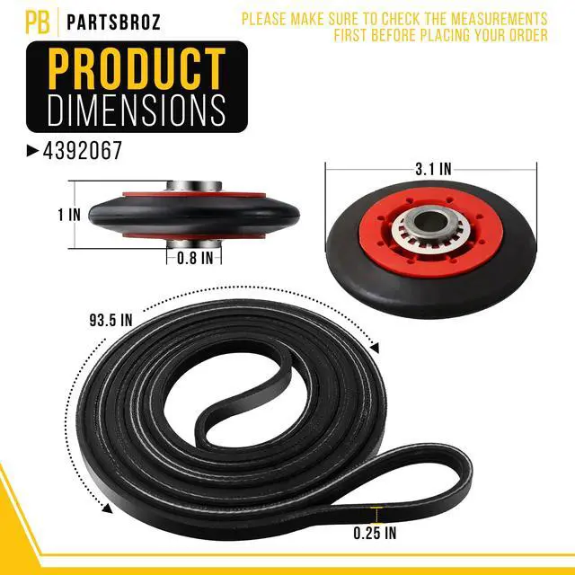 Alt view image 2 of 7 - Dryer Repair Kit for Whirlpool WED6620HC1