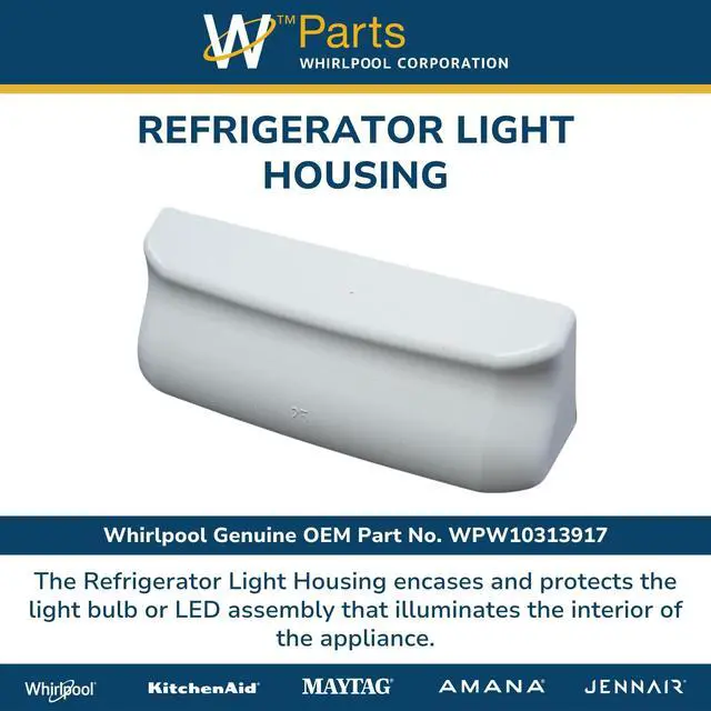 Alt view image 4 of 6 - Whirlpool WPW10313917 Genuine OEM Refrigerator Light Housing Replacement Part - Replaces W10313917