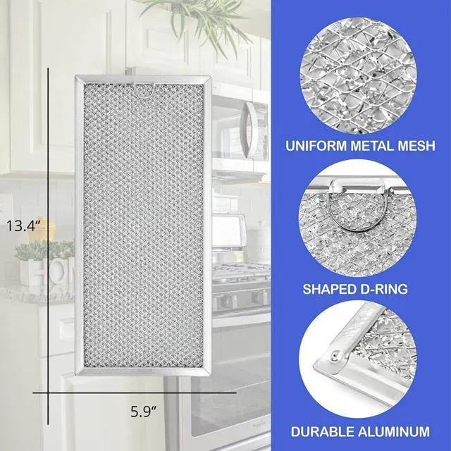 Alt view image 2 of 5 - WB06X10596 6802A AP AP5617368 Microwave Replacement Grease Filter 13.4" x 5.9" for GE Whirlpool Maytag Samsung Microwave Range Hood, 8 Packs