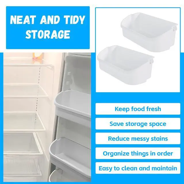Alt view image 5 of 7 - 240356401 AP2116036 Refrigerator Door Bin Shelf Bucket Shelf | 240356405 240356406 240356409 Replacement only White Bin (2Pcs White)