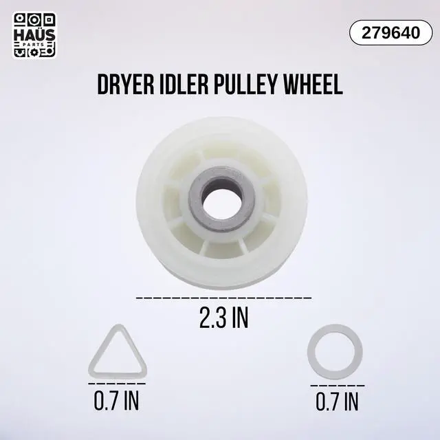 Alt view image 2 of 6 - 279640 Dryer Idler Pulley & 40111201 Washer Drive Belt Compatible with Top Brands Replaces with PS11741913, AP6009126, 14218936, WE4M160, WE4M205, WE4X258