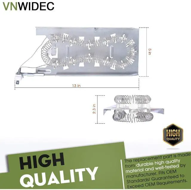 Alt view image 2 of 5 - Dryer Heating Element Kit for Whirlpool YGEW9200LW0 YCEE2790KQ1 MEDC700VW0 | Fits YGEW9200LW0, YGEW9200LW2, YCEE2760KQ0, YCEE2760KQ1, YCEE2760KQ2, YCEE2790KQ1, includes thermostat and thermal fuse