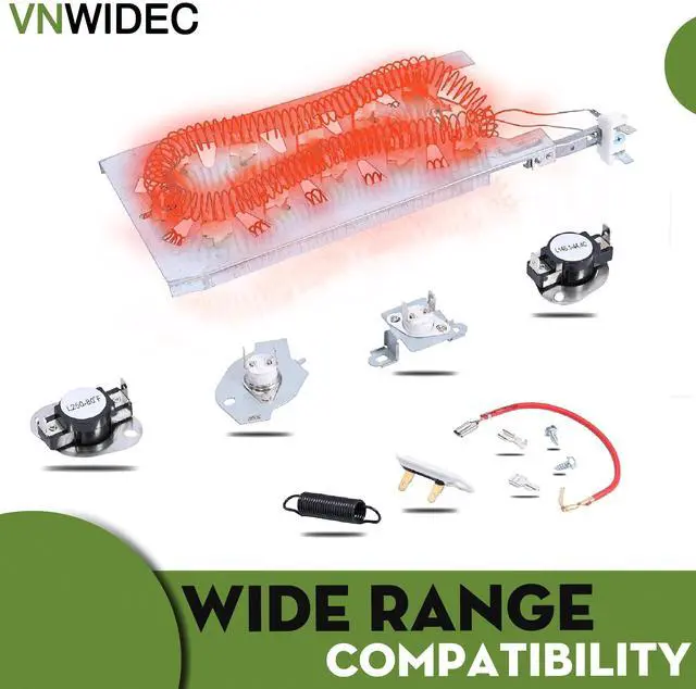 Alt view image 5 of 5 - Dryer Heating Element Kit for Whirlpool YGEW9200LW0 YCEE2790KQ1 MEDC700VW0 | Fits YGEW9200LW0, YGEW9200LW2, YCEE2760KQ0, YCEE2760KQ1, YCEE2760KQ2, YCEE2790KQ1, includes thermostat and thermal fuse