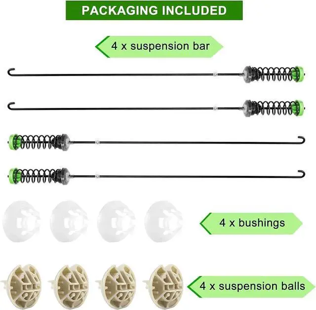 Alt view image 2 of 7 - 4pcs W11130362 Washer Suspension Rod Kit WTW5000DW2 WTW5000DW0,Replacement for Whirlpool OEM