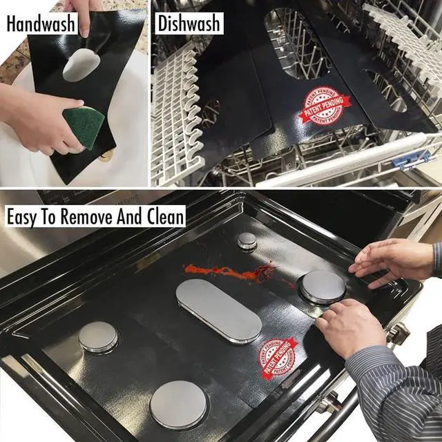 Alt view image 5 of 6 - Premium Plus Stove Protectors for KitchenAid Gas Range Model KFGG504KPS, Custom Cut, Easy to Clean Stove Liner, Made in the USA