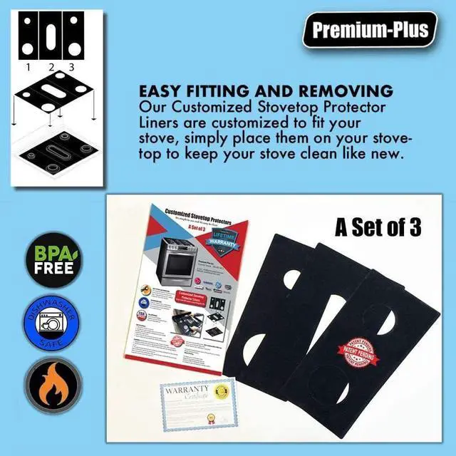 Alt view image 6 of 6 - Premium Plus Stove Protectors for KitchenAid Gas Range Model KFGG504KPS, Custom Cut, Easy to Clean Stove Liner, Made in the USA