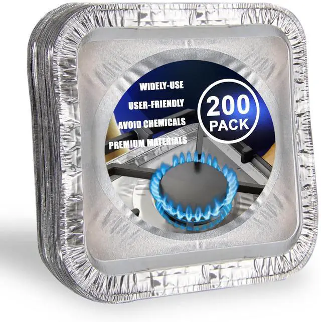 Main image of 200 Pack 9 Inch Square Stove Burner Covers for Gas & Electric Stove Top, Disposable Aluminum Foil Stove Burner Liners, Stove Top Cover for Electric & Gas Burners, Keep Range Stove Clean