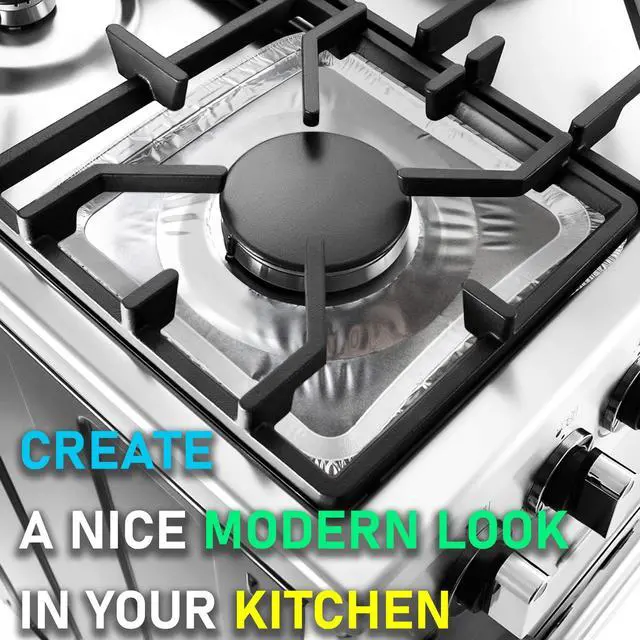 Alt view image 2 of 7 - 200 Pack 9 Inch Square Stove Burner Covers for Gas & Electric Stove Top, Disposable Aluminum Foil Stove Burner Liners, Stove Top Cover for Electric & Gas Burners, Keep Range Stove Clean