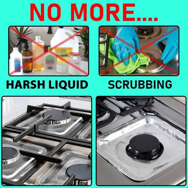 Alt view image 5 of 7 - 200 Pack 9 Inch Square Stove Burner Covers for Gas & Electric Stove Top, Disposable Aluminum Foil Stove Burner Liners, Stove Top Cover for Electric & Gas Burners, Keep Range Stove Clean