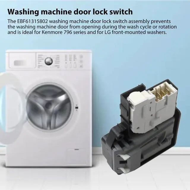 Alt view image 2 of 6 - EBF61315802 New Washer Door Lock Switch 120v 60HZ Upgrade for LG Kenmore WM3499HVA,WM4200HWA/00,WKE100HVA,WM3370HVA/01,WKE100HWA